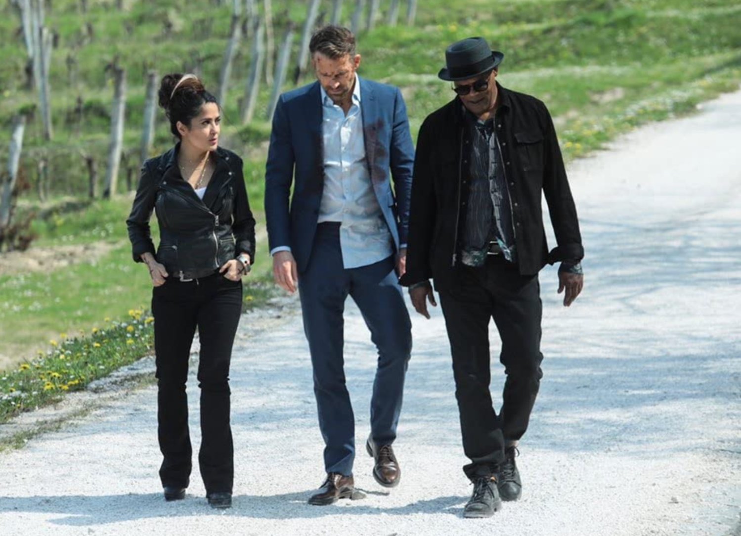 Salma Hayek, Ryan Reynolds and Samuel L. Jackson in ‘The
Hitman’s Wife’s Bodyguard.’